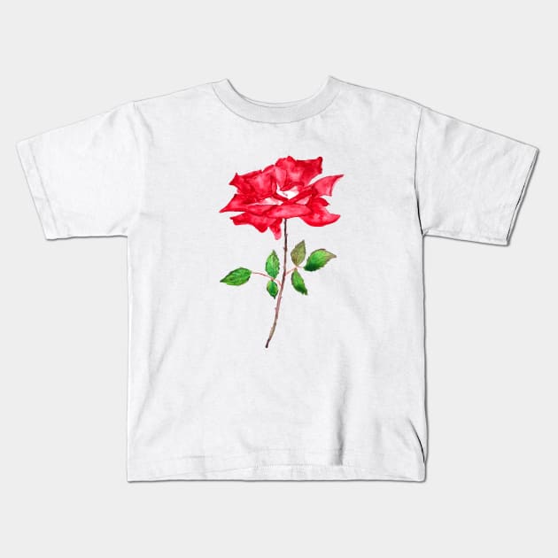 aesthetic red  rose  flower designs Kids T-Shirt by colorandcolor